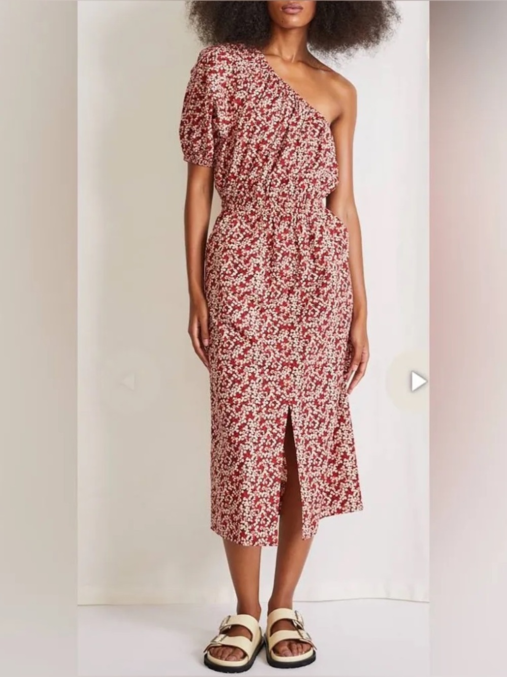 NWT Apiece Apart Palma One Shoulder Dress Red Floral
